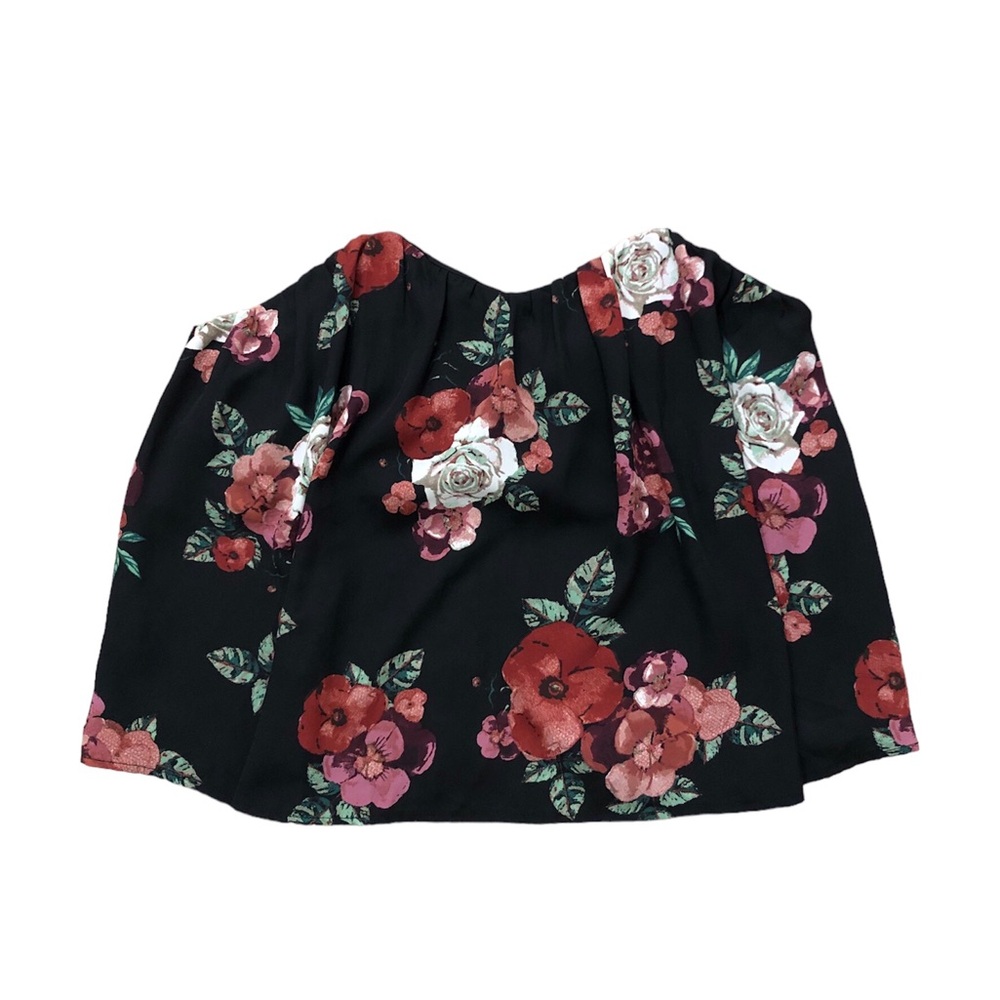 Lulus Black Floral Strapless Top- Medium